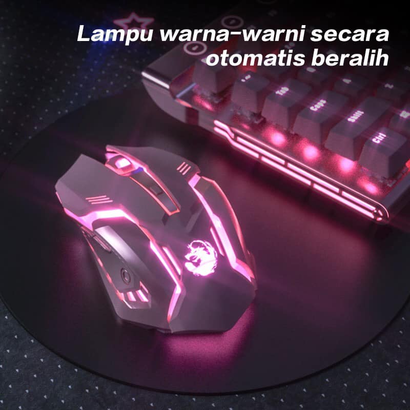 Bonkyo Gaming Mouse Rechargeable Wireless Mouse - 2.4Ghz dan 1600 DPI